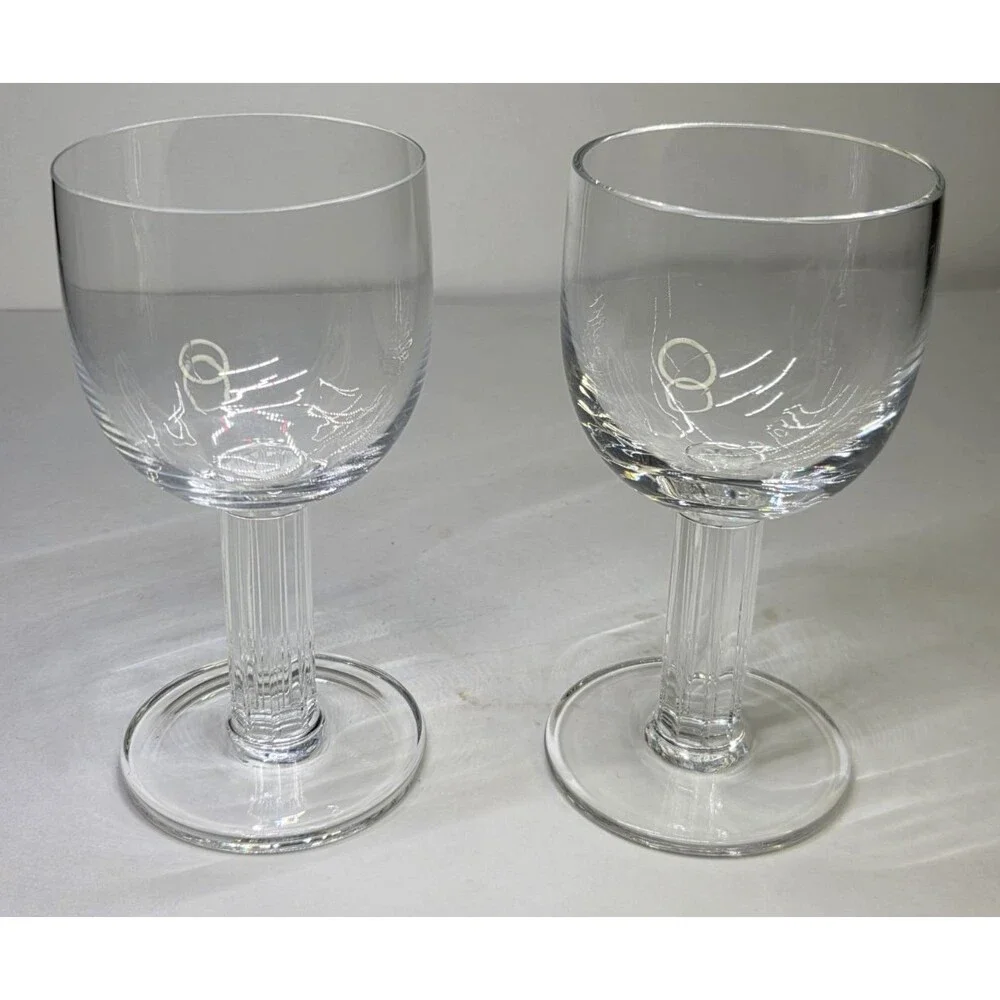 Pair Of Dansk Crystal Greta Water Wine Glasses Goblets 6 7/8